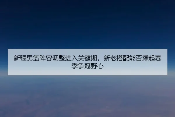 新疆男篮阵容调整进入关键期，新老搭配能否撑起赛季争冠野心